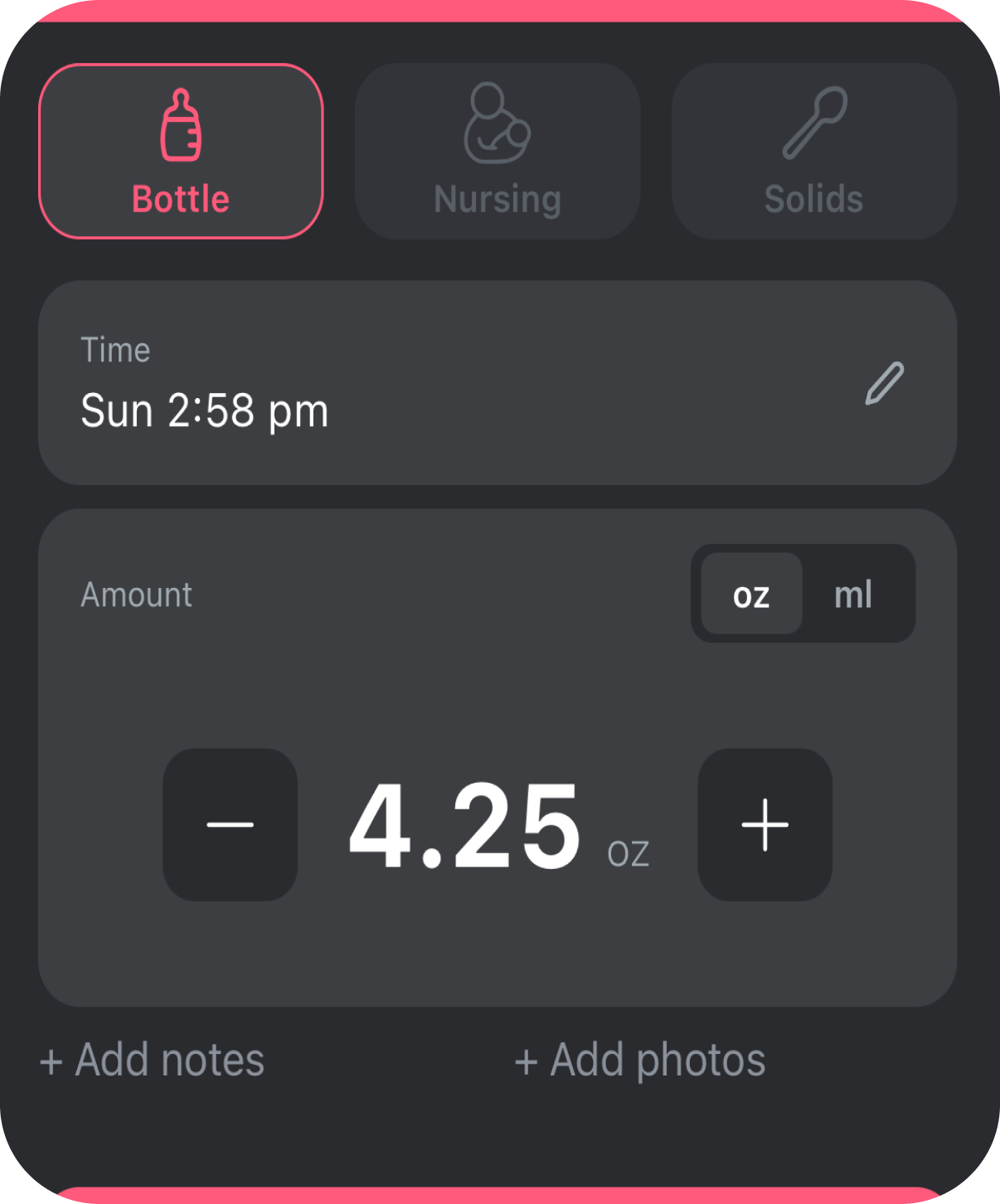 Tiny Tracker logging screen